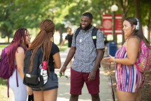 Students talking on the BC Mall
