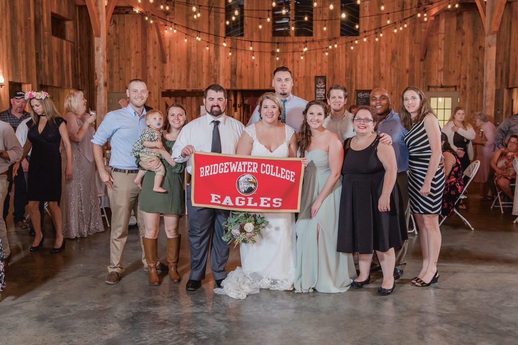 Bridal part with a banner that says Bridgewater Eagles