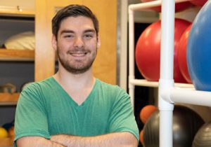 A photo of Lane Salisbury at work in the Funkhouser Center