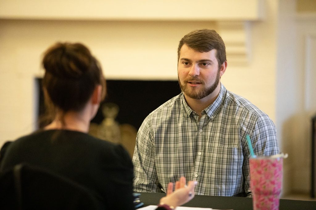 Mock interview with graduating senior