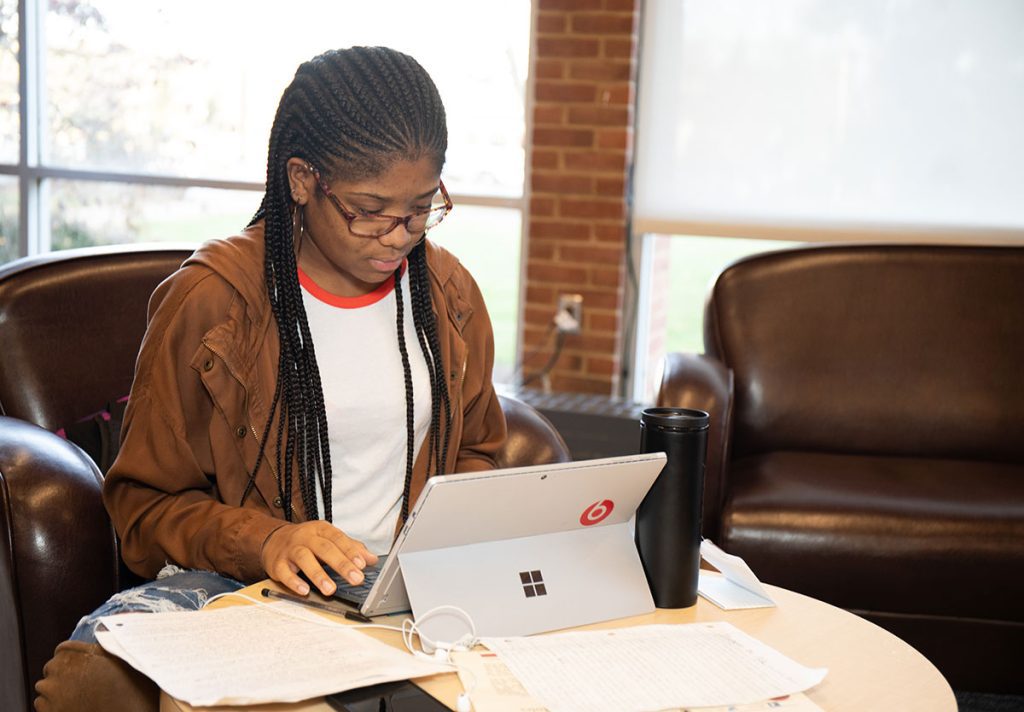 Student studying and preparing