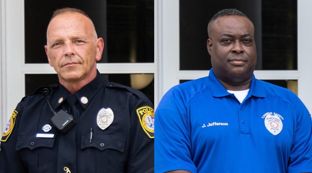 Police Officer John Painter and Campus Safety Officer J.J. Jefferson