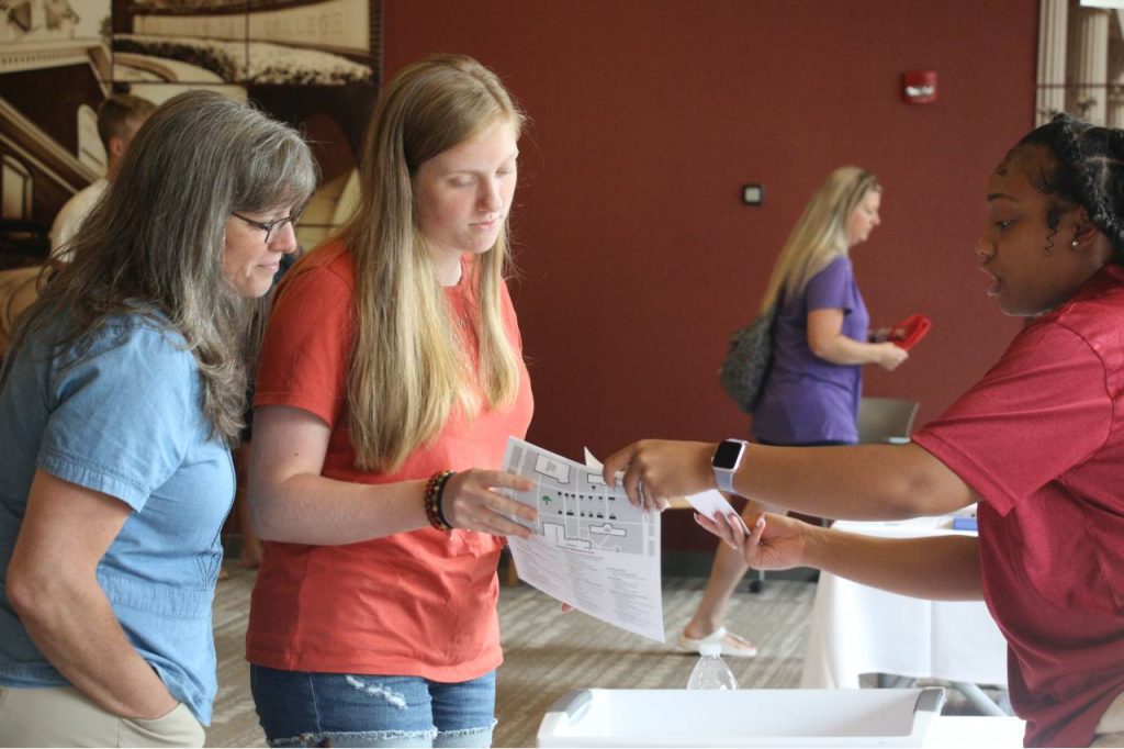 Family checking in at orientation