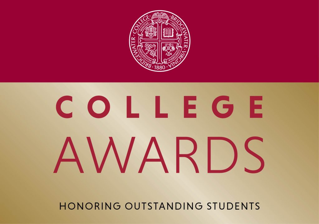 A gold and red graphic that has the Bridgewater College seal and reads "College Awards: Honoring Outstanding Students"