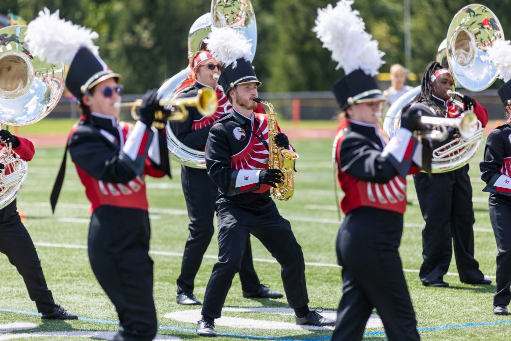 Marching Band playing on football field