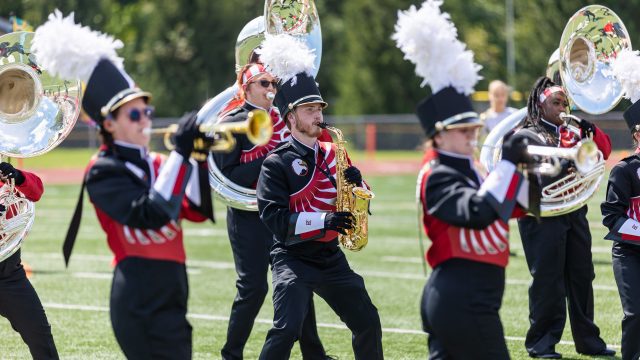 Black, Grey, and Blue Used Marching Band Uniforms