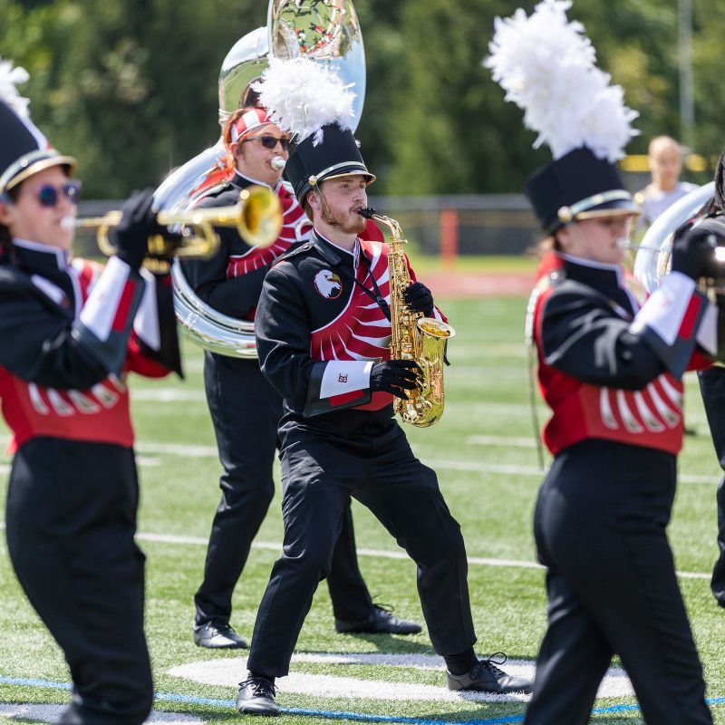 Marching Band playing on football field