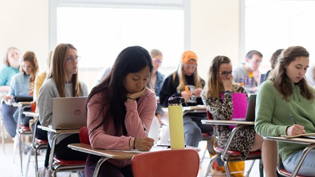 Students sitting in classroom