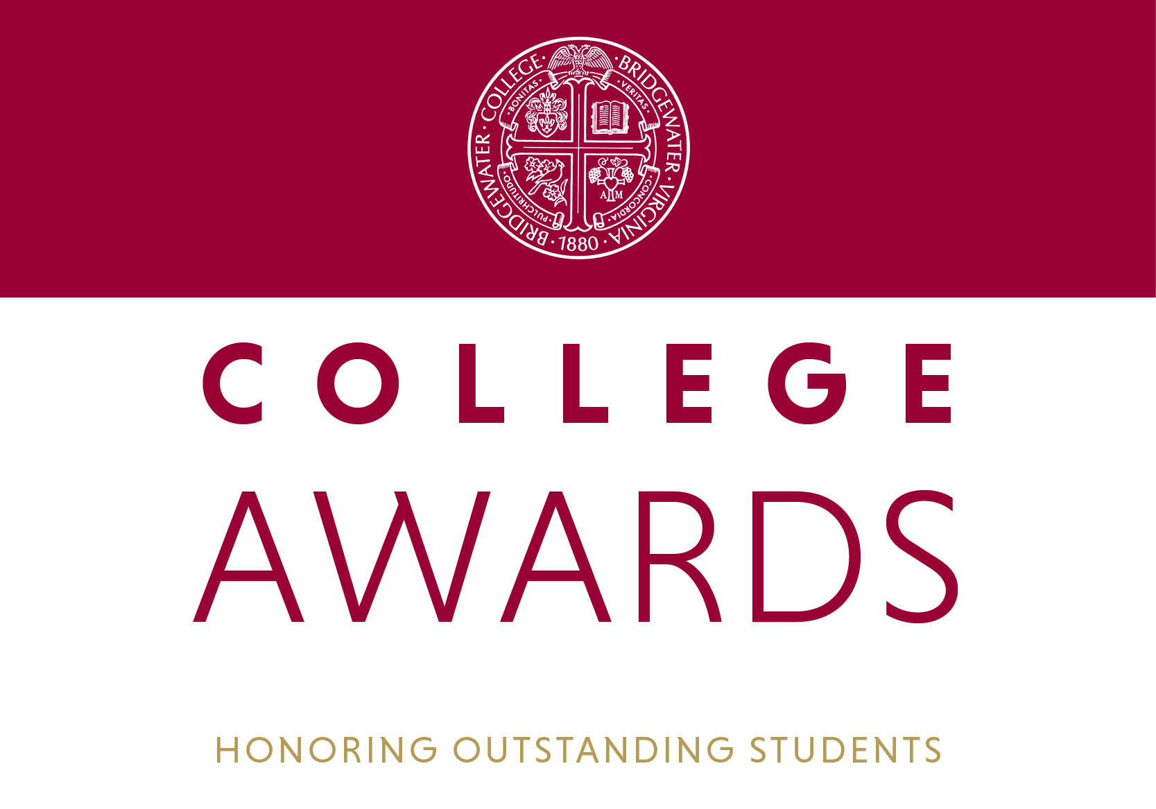 A white and red graphic that has the Bridgewater College seal and reads 