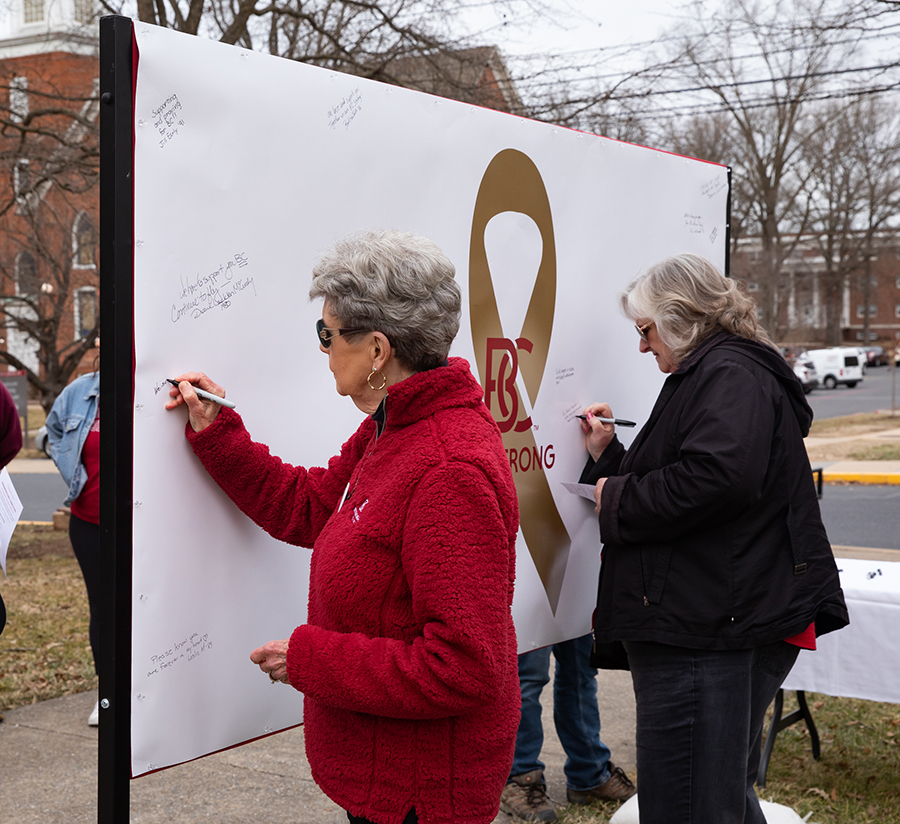 Bridgewater alumni sign a BC Strong banner