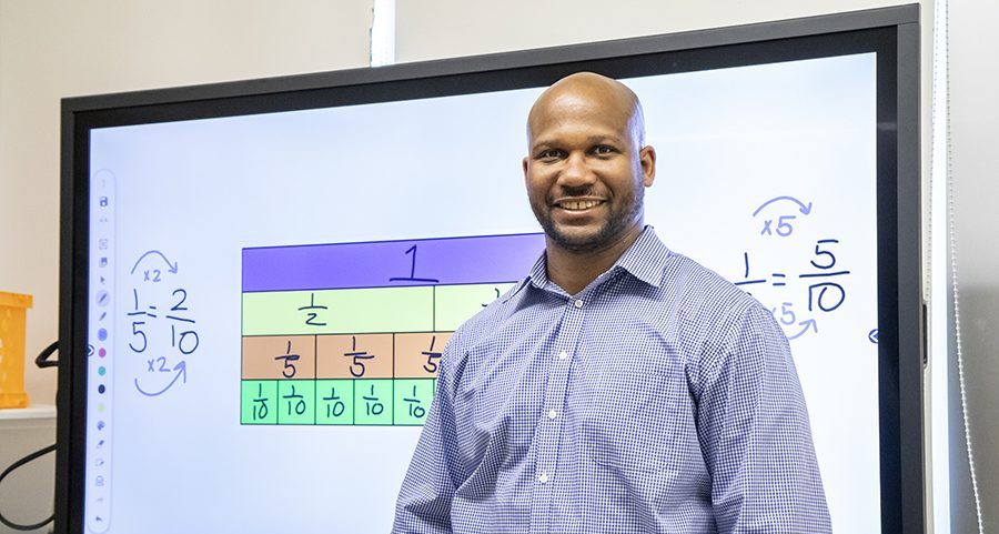 Donte Montague in his classroom