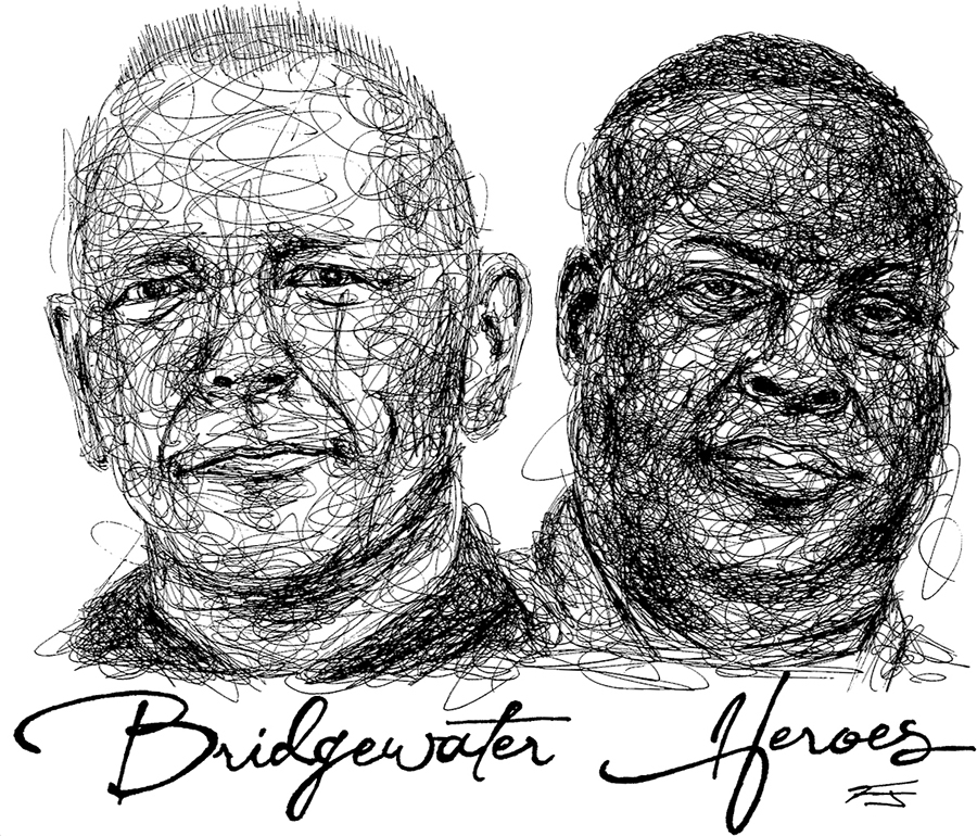 Scribble artwork of Officers John Painter and JJ Jefferson