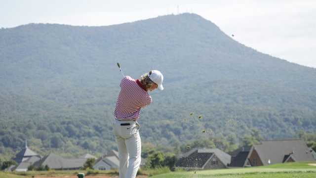 Golfer hitting the ball