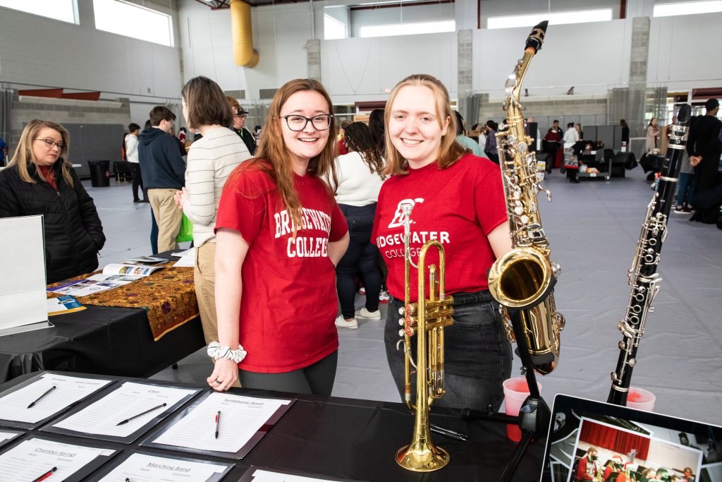 Students standing with band instruments