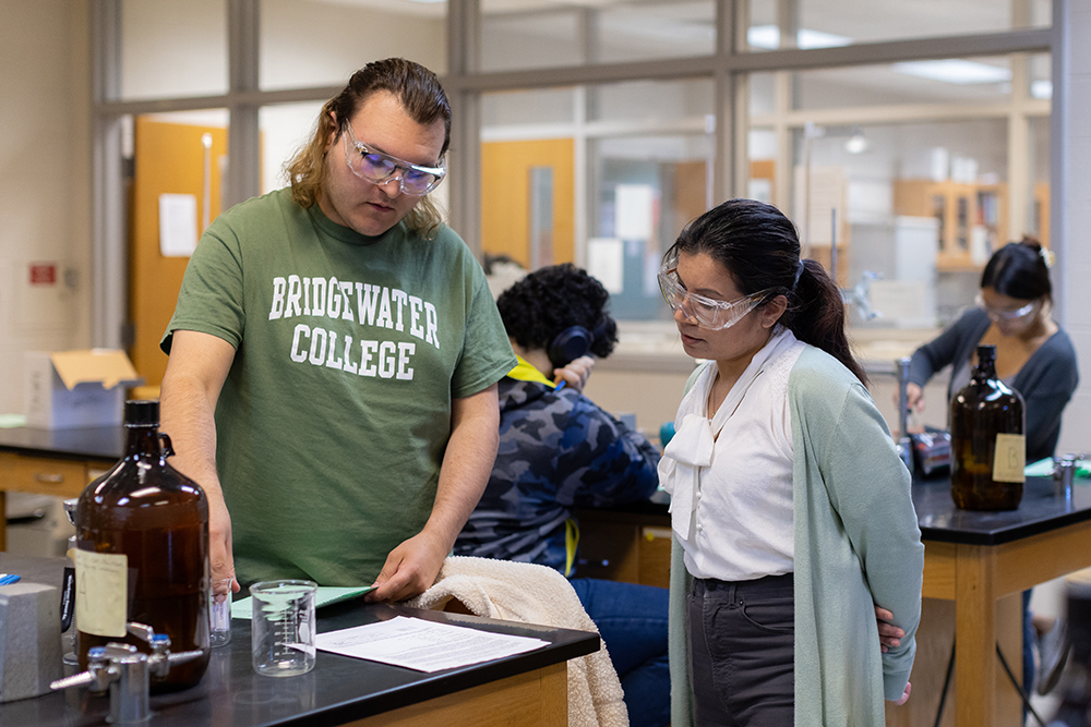 Student and professor working together in a lab