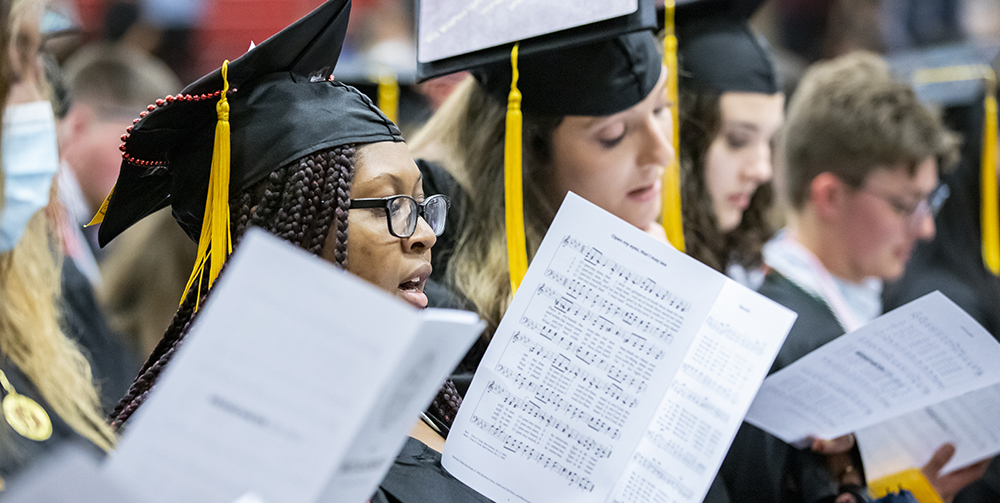 Graduates singing at Baccalaureate