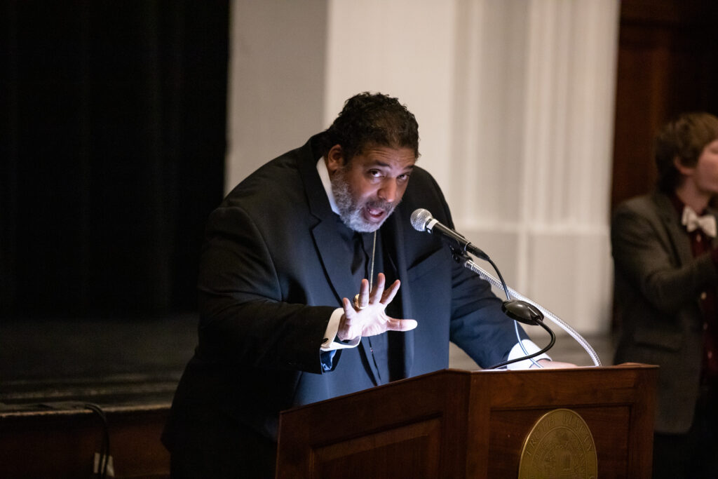 Rev. Dr. William J. Barber II speaking at endowed lecture