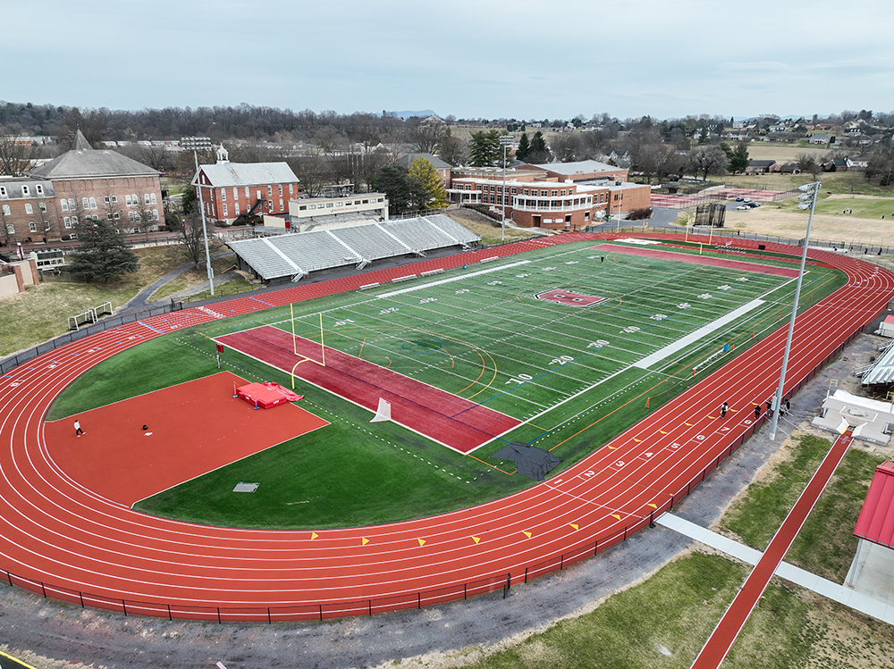 Jopson Athletic Complex from the point of view of a drone