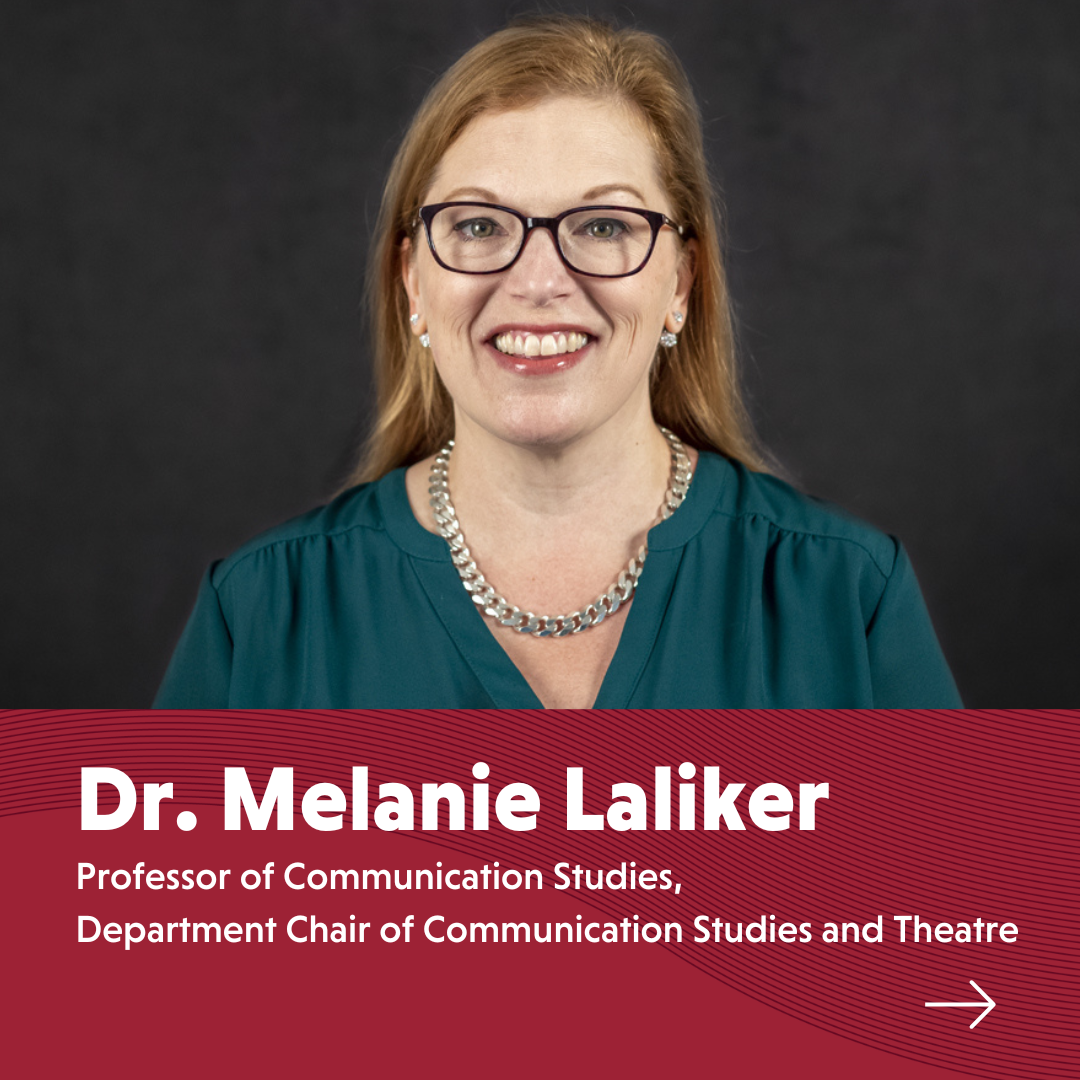 Portrait of Dr Melanie Laliker Professor of Communication StudiesDepartment Chair of Communication Studies and Theatre