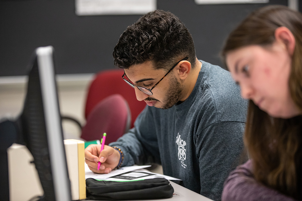 Student taking a test