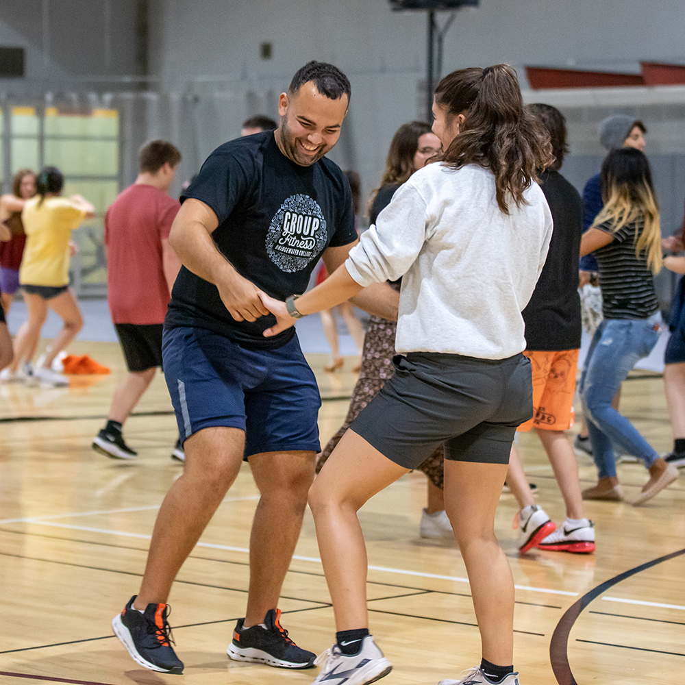 Students dancing during salsa night