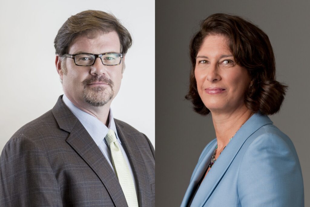 headshots of Jonah Goldberg and Mara Liasson