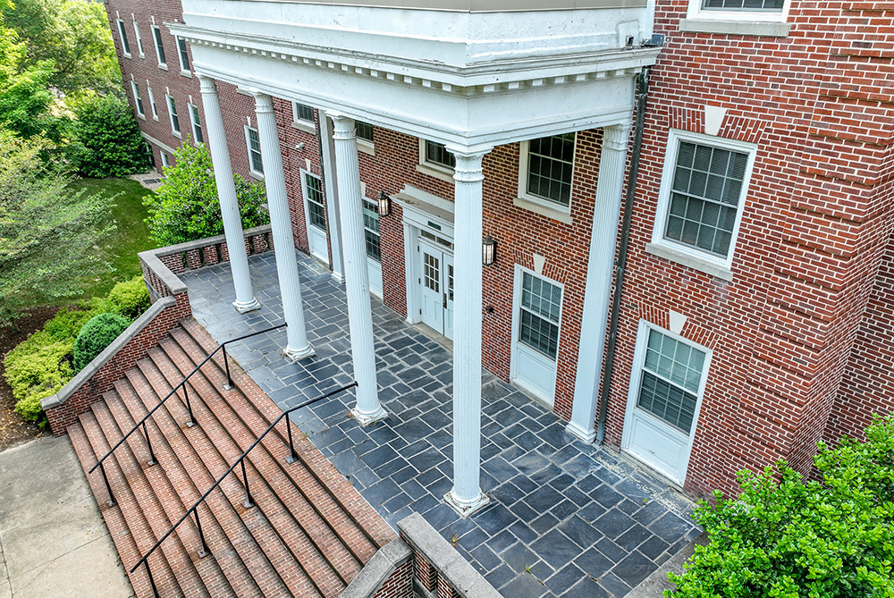 Blue Ridge Hall from drone perspective