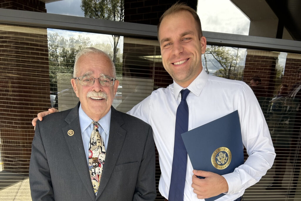 U.S. Rep. Gerry Connolly (left) pictured with Gabe Segal ’16 (right)