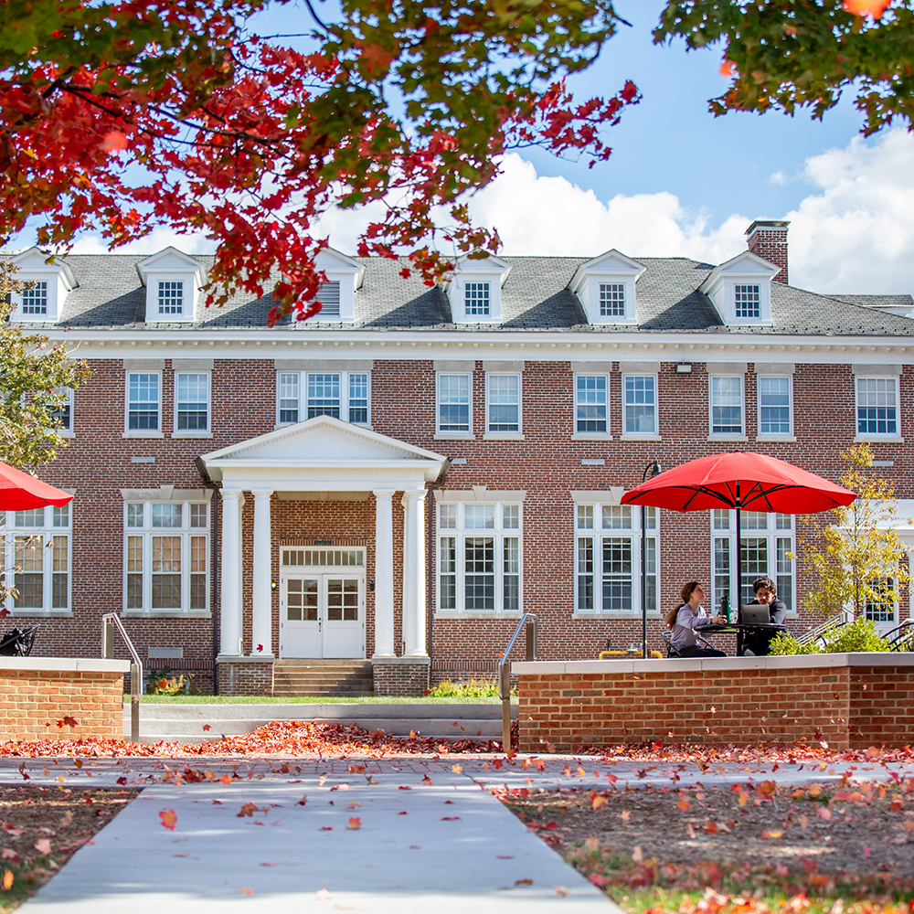 Rebecca Quad with falling colorful leaves