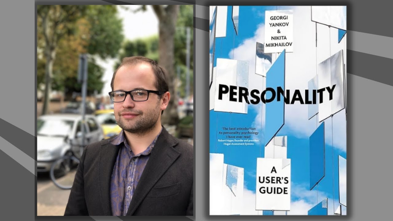 Nikita Mikhailov pictured next to book cover of "Personality: A User’s Guide"