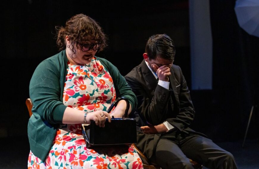 Two student actors portray a couple in distress