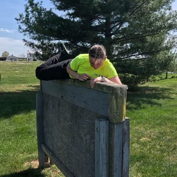 Sydney Collins doing physical training at the police academy.