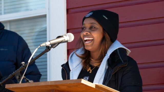 Saron Enyew speaking at MLK Day 2026