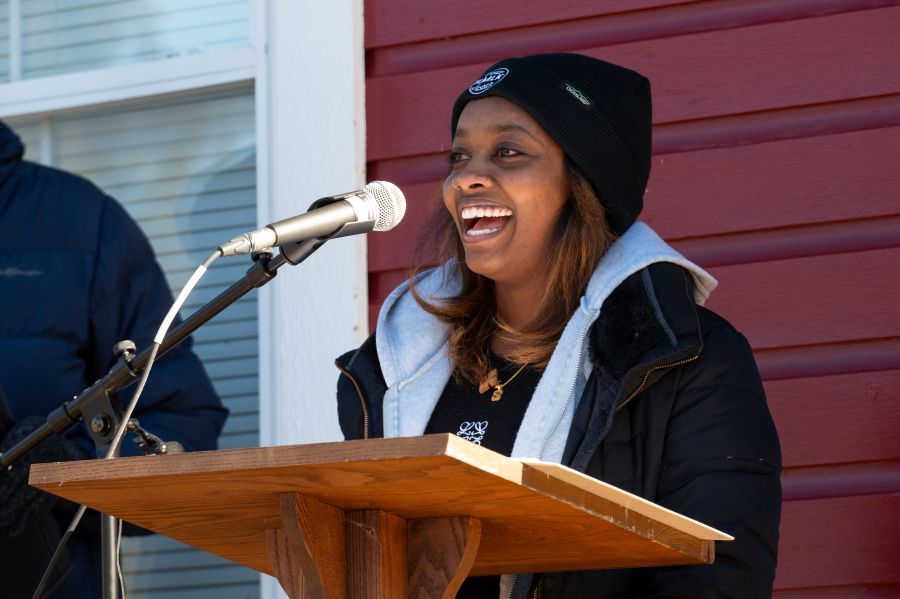 Saron Enyew speaking at MLK Day 2026