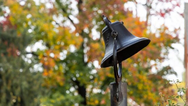 A large bell rings in Bridgewater in fall