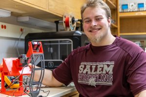 CAMERON MARTINDALE displays his engineering project